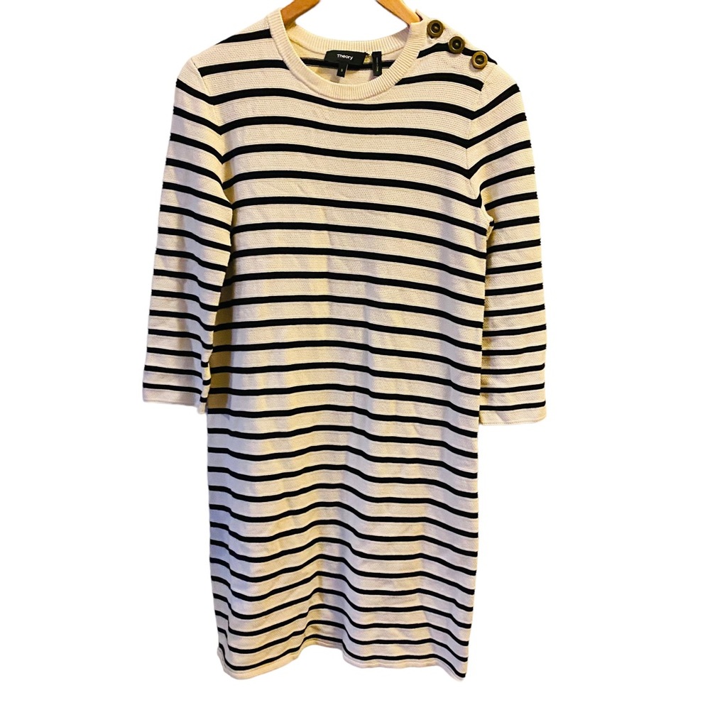 Theory Black and White Striped Dress - Picture 5 of 8
